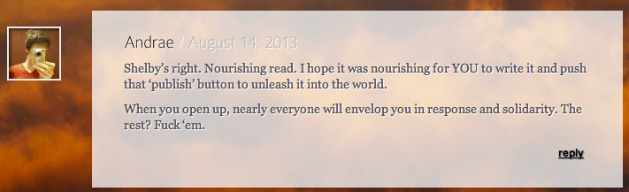 andrea's comment on Joe's blog